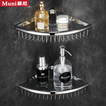  All-copper bathroom triangle basket Wall-mounted bathroom shelf punch-free shower room double-layer storage triangle rack