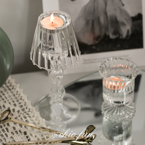 chic fun * Vintage table lamp style glass candlestick Vintage home decoration personality ornaments ins Cafe