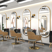  Net celebrity barber shop mirror table Hair salon mirror simple with light beauty mirror single mirror LED integrated hair salon special