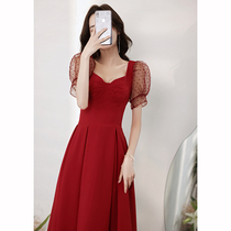 Toast dress Bride summer little man engagement dress red dress skirt female summer French thin section can usually be worn