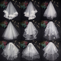 Head yarn headdress Super fairy Moren series short Net red photo props Bride wedding certificate simple retro white canopy
