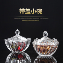 Fruit plate crystal glass with lid small capacity candy jar dried fruit box salad bowl transparent round creative cute