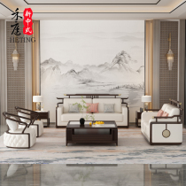New Chinese style sofa living room villa small apartment ebony wood light luxury marble coffee table combination 123 solid wood furniture