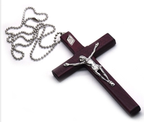  Foreign trade jewelry cross size 12*7cm handmade wooden cross necklace men and women cross necklace
