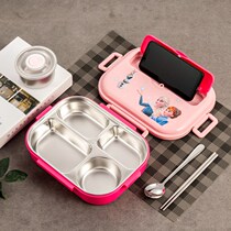 Two dishes and one soup lunch box Princess Aisha 4 grid lunch box pink Aisha Bento Box large-capacity frozen tableware