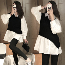 Pregnant women spring suit fashion new autumn coat foreign style net red skirt pregnant women spring and autumn dress