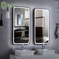 Wrought iron LED light mirror Wash basin wall-mounted waterproof bathroom mirror HD smart mirror Bathroom vertical hanging bathroom mirror