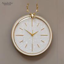European modern light luxury deer head wall clock living room clock home Nordic simple creative fashion atmospheric decorative clock