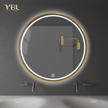 Smart bathroom mirror round touch screen wall with frame bathroom round mirror toilet wall Wall anti-fog led light mirror