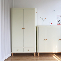 Luna Nordic solid wood wardrobe modern simple adult log lockers childrens room household storage cabinet