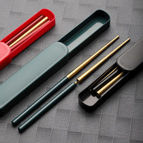 Nordic stainless steel portable tableware chopsticks 304 food grade high grade single set office workers foldable chopsticks
