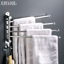 Xunshang No Punch 304 Stainless Steel Rotating Towel Bar Toilet Bathroom No Nail Towel Bath Towel Holder