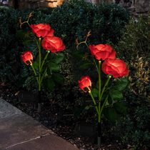 Solar Rose Flower Light LED Garden Decoration Emulation Flower Light Outdoor Waterproof Patio Park Villa Grass Terrace Lamp