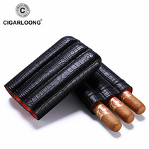 CIGARLOONG eggplant cigar cover moisturizing cover crocodile skin embossed portable 3-pack cigar large caliber holster