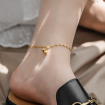 Chow Tai Fook Huanmei 18k golden ball star anklet ins Sen simple niche advanced NET red foot decoration