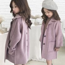 Japan GPNY2021 new girl woolen coat autumn and winter double-sided long Korean version of foreign style medium child coat