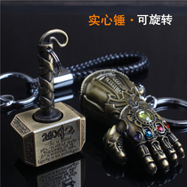 Personality creative hammer keychain mens gyro rotatable gloves Tomahawk car key chain pendant
