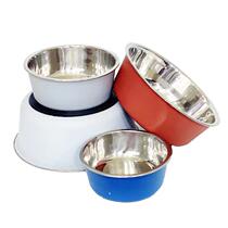 Dog Bowl Stainless Steel Round Anti-Easy Cleaning Dog Basin Double Vacuum Feeding Pet Bowl Anti-Overturning Thickened Dog Food Bowl