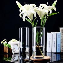 Factory Direct Selling Transparent Glass Vase Living-room Swing Piece Large Number Straight Drum Flower Arrangement Home Rich And Expensive Bamboo Hydroponic Container