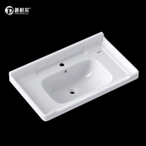 One-piece ceramic basin semi-embedded wash basin toilet washbasin square table upper basin single Basin