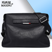  First layer cowhide mens shoulder bag leather bag Business mens bag messenger bag Casual briefcase mens backpack A4
