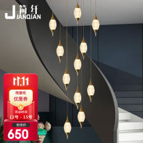 Simple Slim Light Extravaganza Modern Villa Duplex Stairway Long Chandelier Simple Crystal Apartment Revolving Stairway Creative Guest