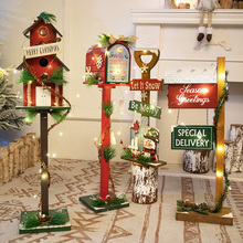 圣诞节装饰品圣诞树木质信箱家用场景布置橱窗摆件拍照道具周边