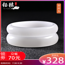 Xinjiang natural Hetian jade bracelet suet white jade girl Jade bracelet gold silk jade bracelet mother non-ice Jade