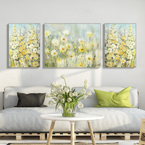 Pure hand-painted living room oil painting sofa background wall triple decorative painting bedroom bedside American light luxury flower wall painting