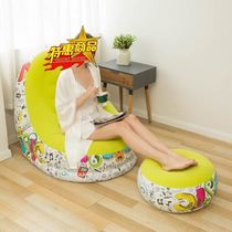 Jumei inflatable lazy sofa Two-piece set with footstool thickened flocking sofa Leisure inflatable sofa