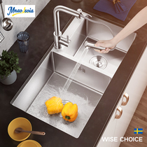 Swedish Mnaolsoia304 basin sink double tank kitchen wash basin stainless steel sink sink household