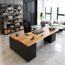 LOFT Nordic solid wood boss table President table General manager desk Office industrial wind computer table and chair combination