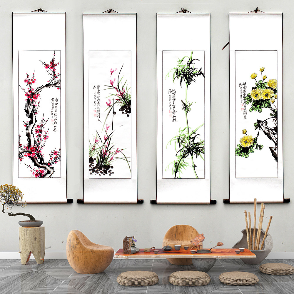 手绘梅兰竹菊四条屏-手绘梅兰竹菊四条屏促销价格、手绘梅兰竹菊四条屏