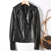 Haining leather leather clothing womens autumn and winter 2021 new sheepskin slim-fit short motorcycle leather jacket large size jacket