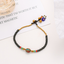 GIRASOL Nepal Tibetan dark night black ethnic wind retro bell niche design anklet female white temperament
