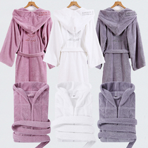 Bathrobe women cotton towel men thick long bathrobe adult cotton absorbent hotel couple nightgown autumn and winter
