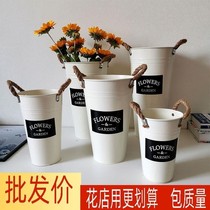 North European Wind Creative Net Red Dry Flower Tin Barrel Iron Art Flowers Shop Decorated Flower Casks Flower flower Flower Ware sheet Flowers Silo