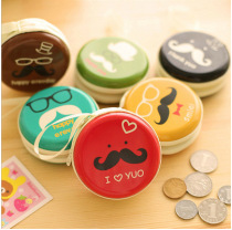 Mini zipper headphone storage bag Cartoon tinplate coin purse Cute coin key bag storage box gift female