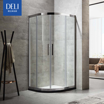 Deli shower room simple stainless steel sliding door shower room custom arc fan glass push-pull bathroom C9(F6)
