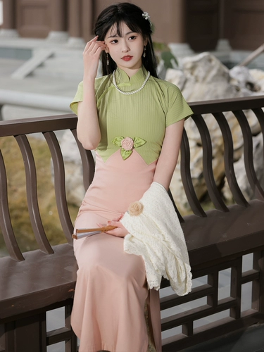 Весеннее летнее ретро ципао, легкое приталенное платье, 2023