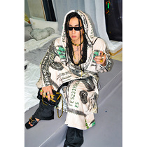 BUDDYBODY DOLLAR PRINT HIGH STREET HIP HOP WARM LOOSE HOOD COAT HOME PAJAMAS FLANISHED BATHROBE