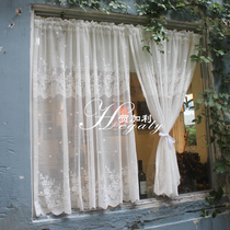 HEGALY | Finished Light-transparent curtain window screen English-style country rental house half-Curtain cover-free punching can be customized