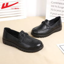 Back Force Women Shoes Moms Shoes Soft Bottom Comfort Single Shoes Spring Summer Middle Aged Grandma A foot pedal middle-aged elderly leather shoes