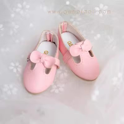 taobao agent [GEM shoes] Spot 6 -point pink bow small leather shoes flat sole shoes 6 points bigOfdoll