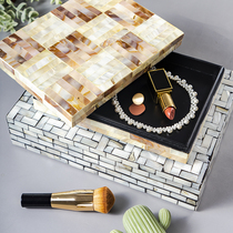 Handmade shell wood jewelry box jewelry box storage necklace earrings ring ring ring ring ring box dressing table Nordic decorative plate