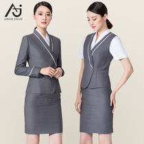 China Southern Airlines flight attendant uniform female gray professional tooling beauty sales hotel sales department high-end overalls set Autumn