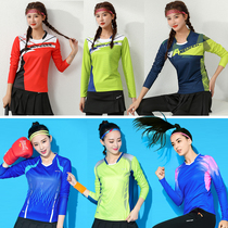 New group purchase custom printed running fast dry sweat row tennis large size couple autumn and winter badminton uniform long sleeve female men