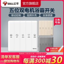 Bull socket flagship switch socket switch panel concealed Bath switch five-position dual motor bath bully