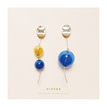 Original Advanced Sensation Mirror Ear Spike Asymmetrical Collision of glass Ball Bubble Long small crowdsourced Earrings Inn Wind Girl