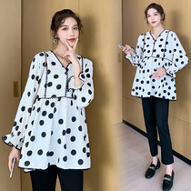 Pregnant woman blouses Summer thin style Fashion Snow Spinning Fashion Loose Long Sleeve Shirt Pregnant with Late Suit Autumn Clothing